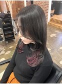 ツヤ髪スタイルニュアンスカラーショートボブセンターパート