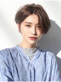 ショートパーマ／前下がりショート／マロンベージュ／30代40代