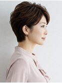 40代/50代/60代ひし形小顔ショートボブ絶壁解消白髪ぼかし△23