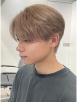 サンクマーケット 渋谷(cinq MARKET) 韓国メンズピンクベージュミルクティーカラーセンターパートヘア