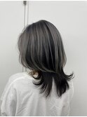 ホワイトグレーインナーイエローウルフカット