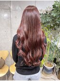 ブリーチなし　明るめからトーンダウンうるツヤピンクヘア