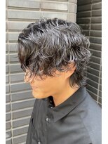 メンズフィール 東梅田店(MENS FEEL)&nbsp;【標準】波巻きパーマ センターパートウルフ MENSFEEL東梅田店