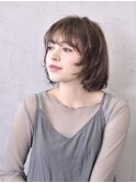 マロンベージュ抜け感ボブ