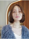 大人かわいい前髪セシルカットココアブラウンフリンジウェーブ