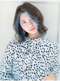 フェイスフレーミングボブ×ネイビーブルーアクセント