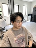 ニュアンスパーマツーブロック刈り上げセンターパート