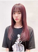 ロングレイヤー/ハッシュカット/ピンクブラウン