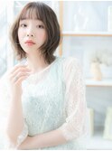 濡れ髪フェザーバング小顔前下がりロングボブa越谷20代30代40代