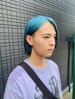 クリアーオブヘアー 本山店(CLEAR of hair)&nbsp;デザインカラー　ターコイズブルー×ツーブロック