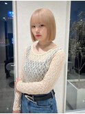 ミルクティー_ハイトーンボブ_切りっぱなし