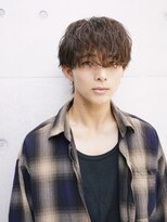 シャドウパーマ無造作パーマセンターパートマッシュヘア毛流れ