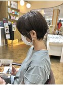 大人可愛い20代30代40代50代黒髪前下がりショートボブ/鹿児島