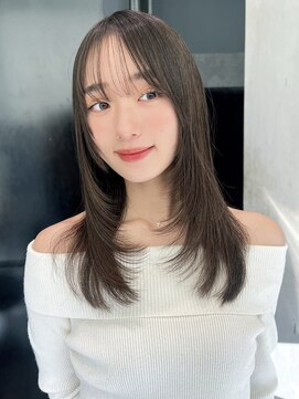 ロング美髪韓国ヘア顔周りレイヤー_F70017