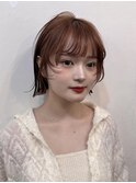 ストレートくびれヘアアプリコットオレンジ夏のヘアアレンジ