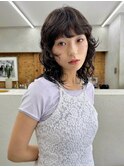 ミディアムウルフ ウルフパーマ 抜け感パーマ やわらかパーマ