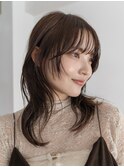 レイヤーカットハッシュカット顔まわりミディアムロング