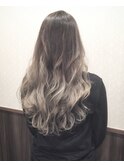 ハイライトグラデーション×アッシュベージュデザインカラー