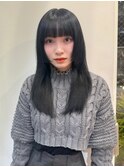 重ためレイヤー 姫カット ブルーブラック アッシュブラック