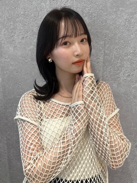 アース 三軒茶屋店(HAIR&MAKE EARTH) 三軒茶屋_レディース_セミロング_黒髪_くびれ巻き_コテ巻き_小顔