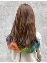 マノハル(MANOHARU)&nbsp;ブリーチ１回　レインボー推し色裾カラー　虹色エンドカラー