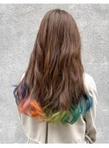 ブリーチ1回 レインボー推し色裾カラー 虹色エンドカラー