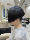40代縮毛矯正ツーブロック 刈り上げ グラデーション前下がりボブ