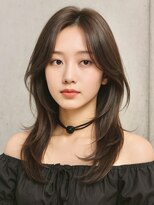 ブロウ ネックス ザ サロン 表参道(VLOW nex the salon)&nbsp;韓国レイヤー　顔周りカット　グレージュ　韓国ヘア　掛札