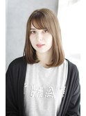 大人ガーリーミディアムレイヤー似合わせカットダークアッシュ62