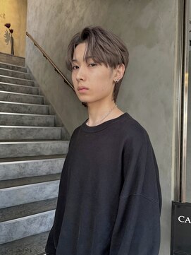 ネイト(Neit) ニュアンスパーマメンズブリーチセンターパートグレージュ