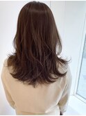 《グレージュ》大人ベージュ×レイヤーセミロング