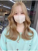 2wayバング顔周りおくれ毛カット/ハイトーンミルクティー
