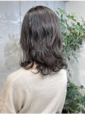 黒髪　パーマが取れやすい方　ミディアムデジタルパーマ