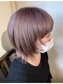 ピンクベージュ/ショートウルフ/レイヤーカット
