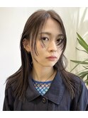 オリーブベージュ×顔まわりステップカット