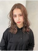 顔周りレイヤー_ブルーカラー_ワインレッド_お団子ヘア
