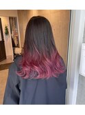 チェリーブラウンチェリーピンクグラデ × ゆるウェーブ