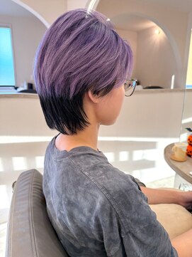 ヨンド(yond) くびれショートラベンダーベージュミニボブ顔まわり前髪群馬太田