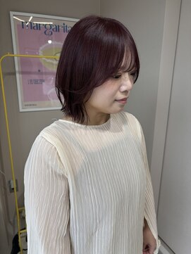 プリュム(plumu.) red×bob layer/外はねlayer/赤髪style/艶カラー