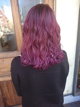 ヘア メイク リン(hair make rin) 赤紫グラデーション