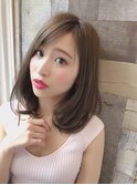 【anB】カーキグレージュ×ワンレンミディ