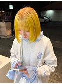 イエローカラー　ルーツカラー　デザインカラー　ボブ