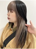 重め前髪＋イヤリングデザインカラー[新宿/インナーカラー]