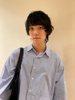 【渡邊将大】メンズ　パーマ　マッシュウルフ　黒髪　簡単セット