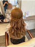 編み込みハーフアップ