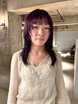 リール(rire) 丸型ホワイトグレージュミニウルフデジタルパーマチェリーブラウ