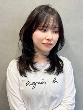 ジエクト カナウ(The Ect canow) 【小顔レイヤーカット】暗髪/韓国風巻き/ミディアム/小顔