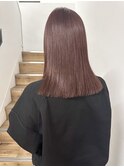 YOKE 切りっぱなしボブぱつっとボブピンクボルドーロングボブ