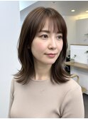 大人ミディアムレイヤー/前髪あり/30代40代50代