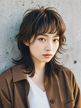 エイチ ウルフカット 大阪梅田(811) 前下がりボブオリーブグレージュロングウルフ外ハネボブ成人式